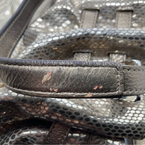 Michael Kors Edie Gold Snakeskin Print Hobo Shoulder Handbag - Picture 11 of 12